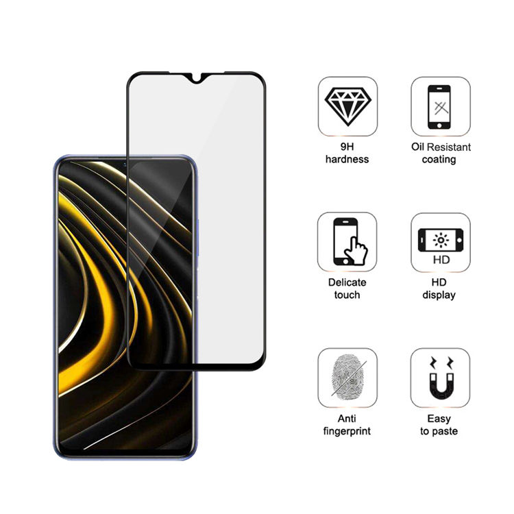 Dlix 3D hot bending full glue tempered glass screen protector for Xiaomi Poco M3