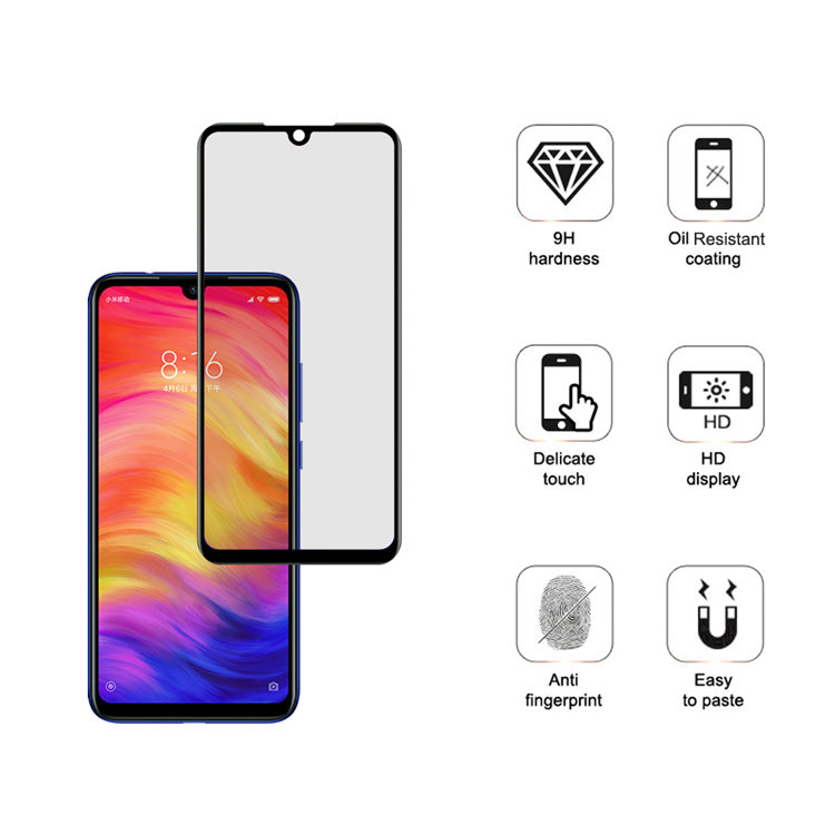 Dlix 3D hot bending edge glue tempered glass screen protector for Xiaomi Redmi Note 7