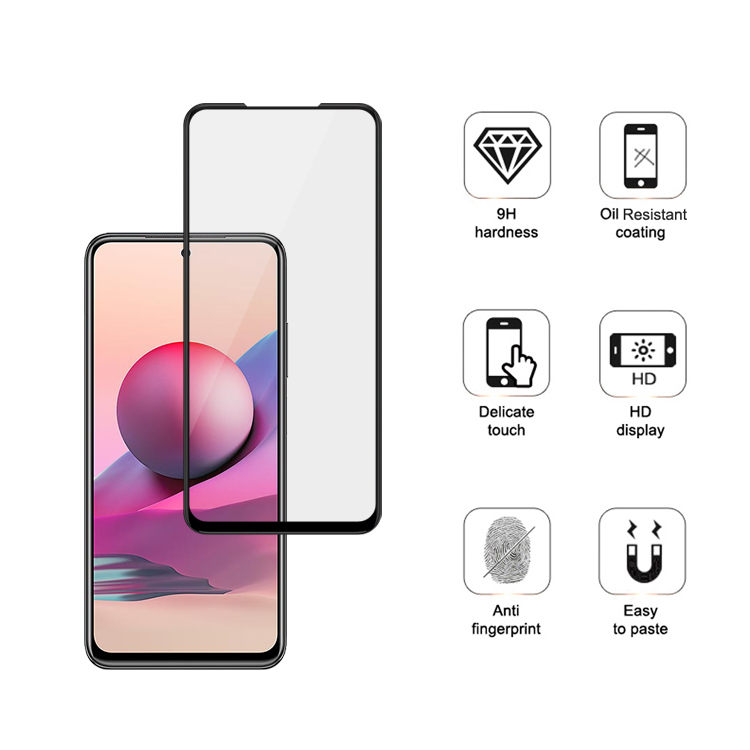 Dlix 2.5D silk print full glue tempered glass screen protector for Xiaomi Redmi Note 10S