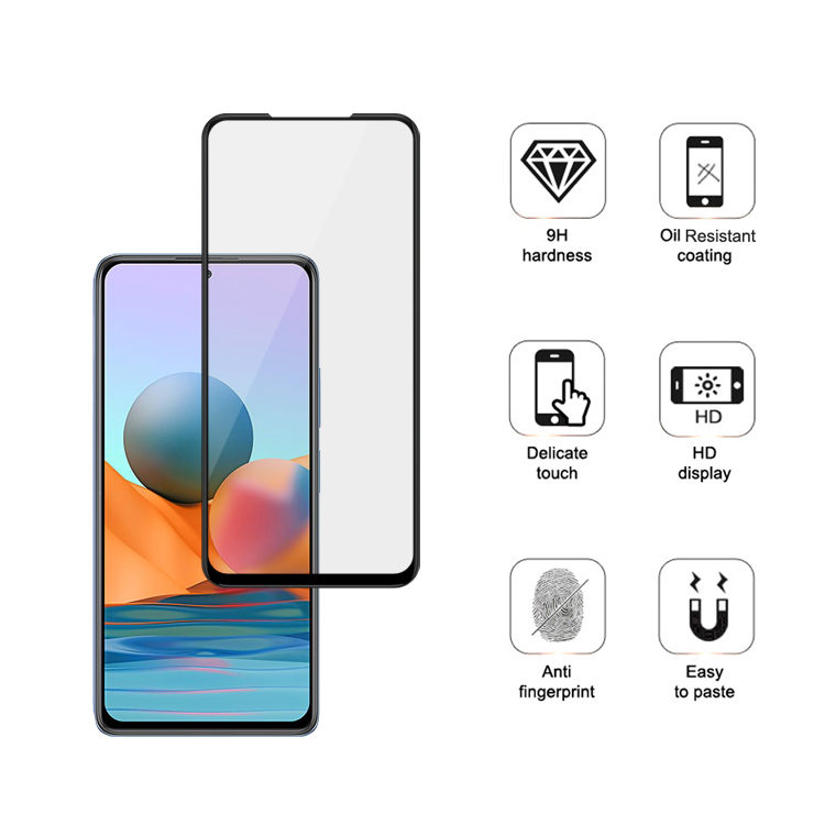 Dlix 2.5D silk print full glue tempered glass screen protector for Xiaomi Redmi Note 10 Pro