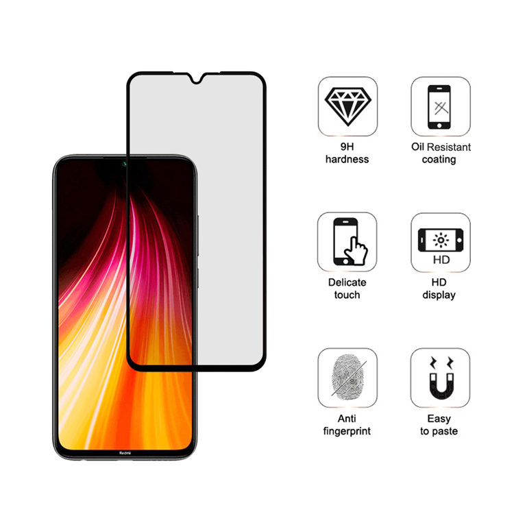 Dlix 3D hot bending edge glue tempered glass screen protector for Xiaomi Redmi Note 8T