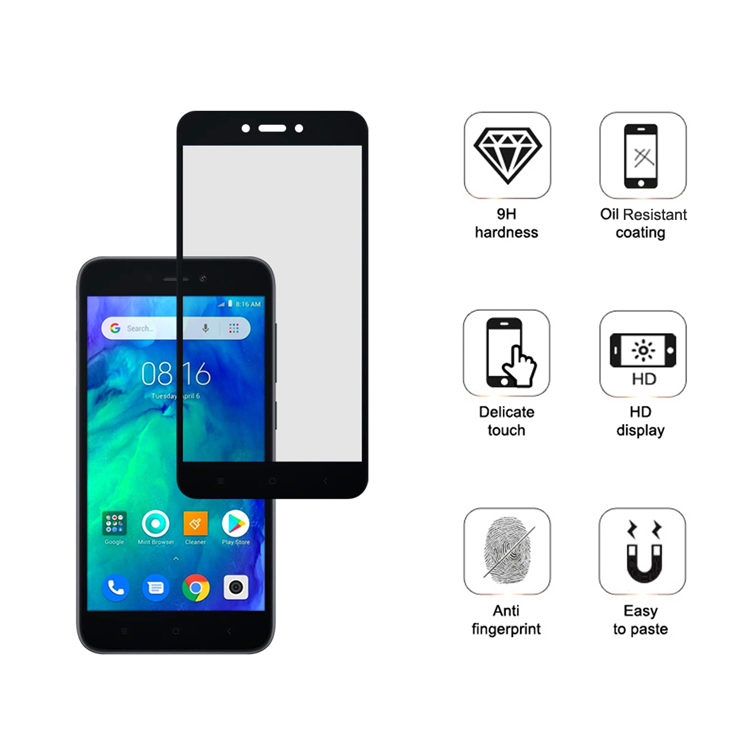 Dlix 2.5D silk print full glue tempered glass screen protector for Xiaomi Redmi Go