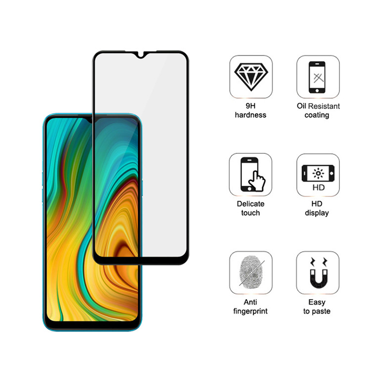 Dlix 2.5D silk print full glue tempered glass screen protector for Xiaomi Poco C3