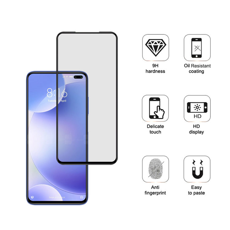 Dlix 2.5D silk print full glue tempered glass screen protector for Xiaomi Poco X2 Pro