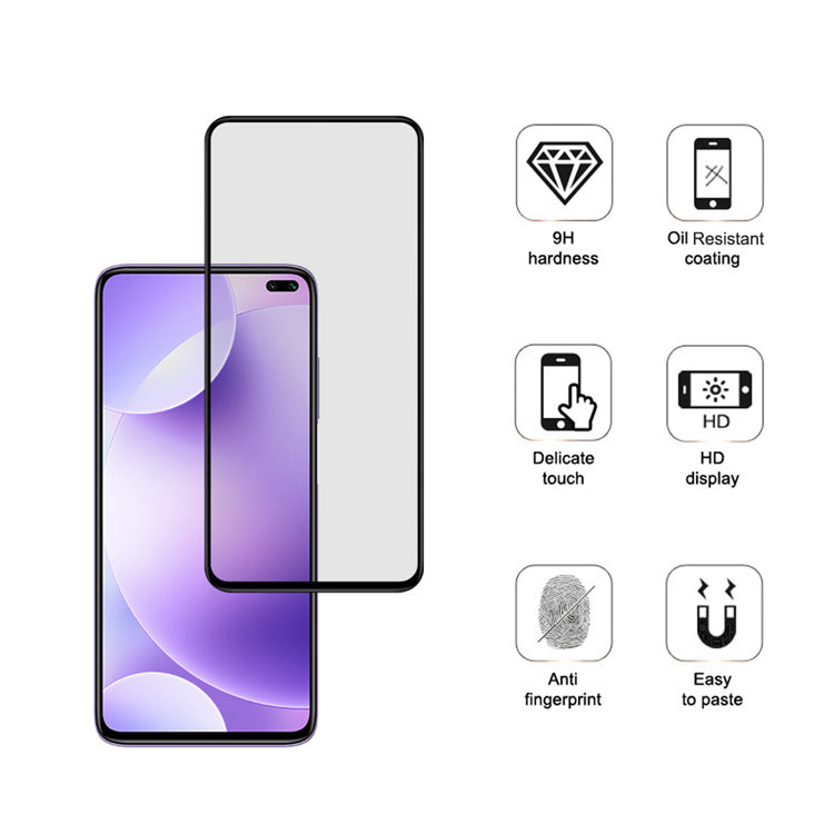 Dlix 2.5D silk print full glue tempered glass screen protector for Xiaomi Redmi K30