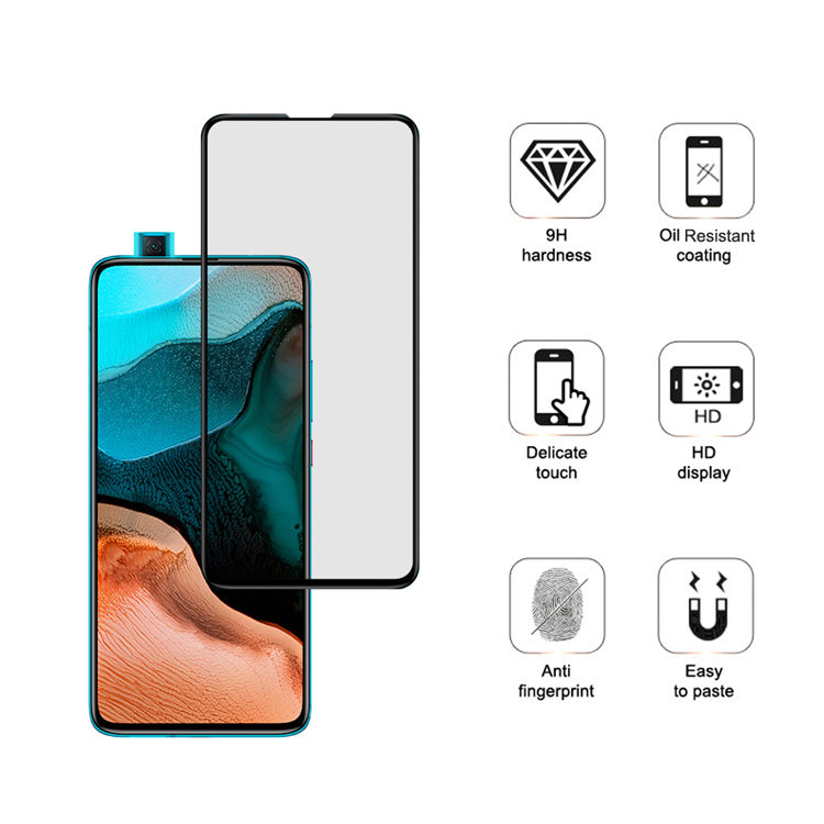 Dlix 2.5D silk print full glue tempered glass screen protector for Xiaomi Redmi K30 Pro